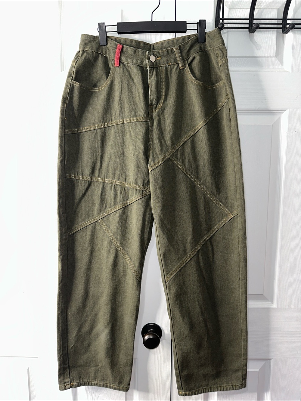 Olive Green Wide Leg Jeans Flare - Women